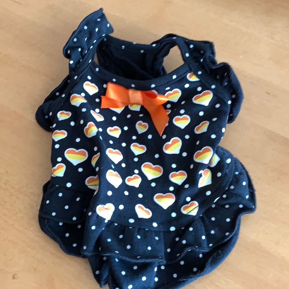 Simply Dog Size XXS Halloween Candy Corn Hearts Ruffle Dress 🎃